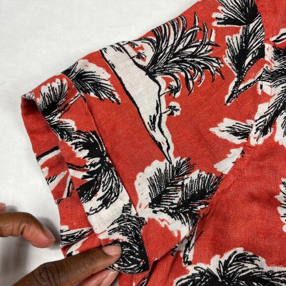 Tahari Liinen Flax Short Sleeve Shirt Tropical Hawaiian Coastal Top Casual Large - Picture 3 of 9